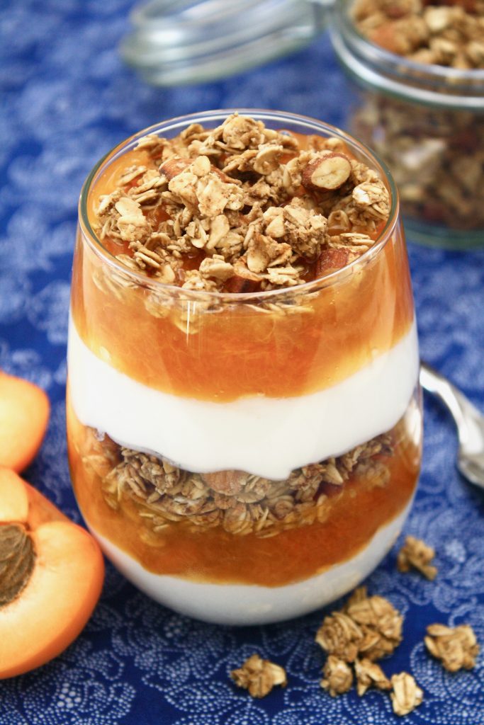 apricot compote parfaits with almond granola