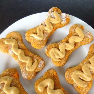 Sweet Potato Dog Biscuits with Peanut Butter Banana “Icing”
