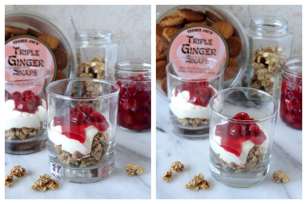 cherry cheesecake mousse with gingersnap granola