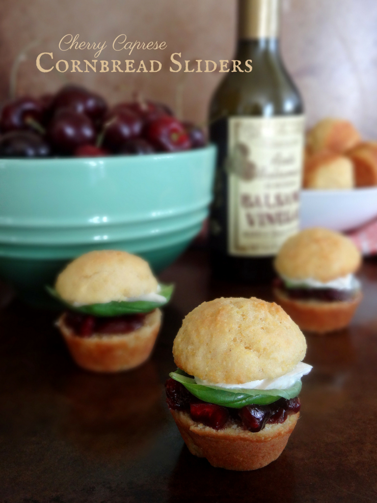 cherry caprese cornmeal sliders