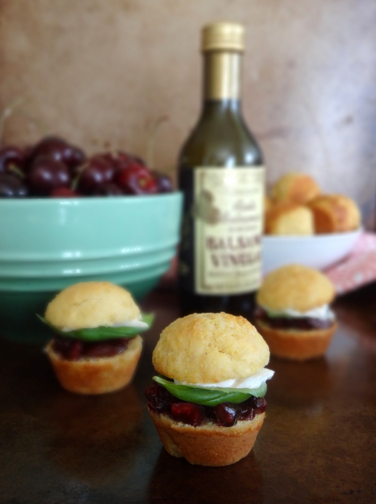 cherry caprese cornmeal sliders