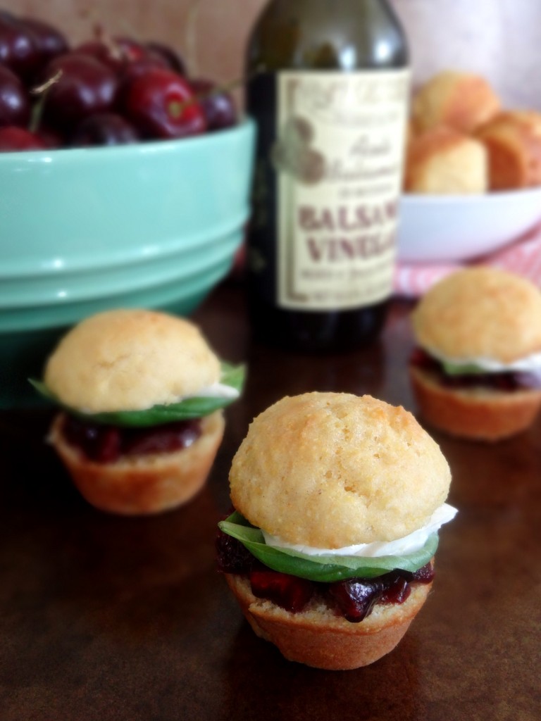 cherry caprese cornmeal sliders