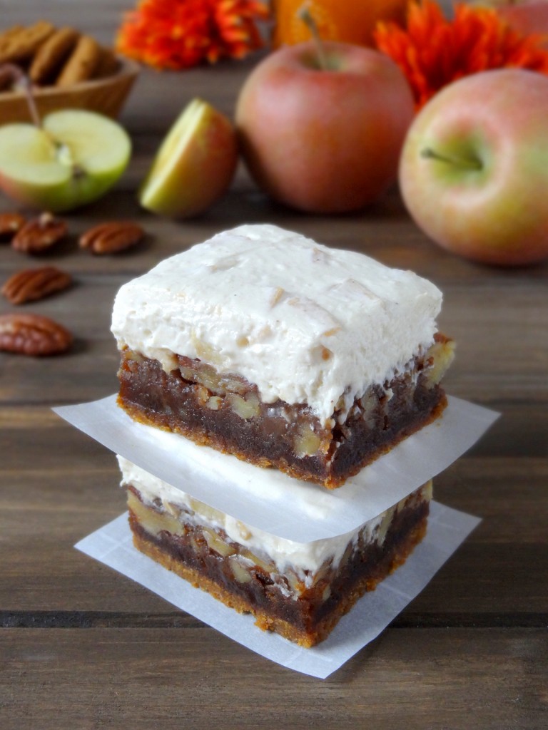 apple maple pecan cheesecake bars