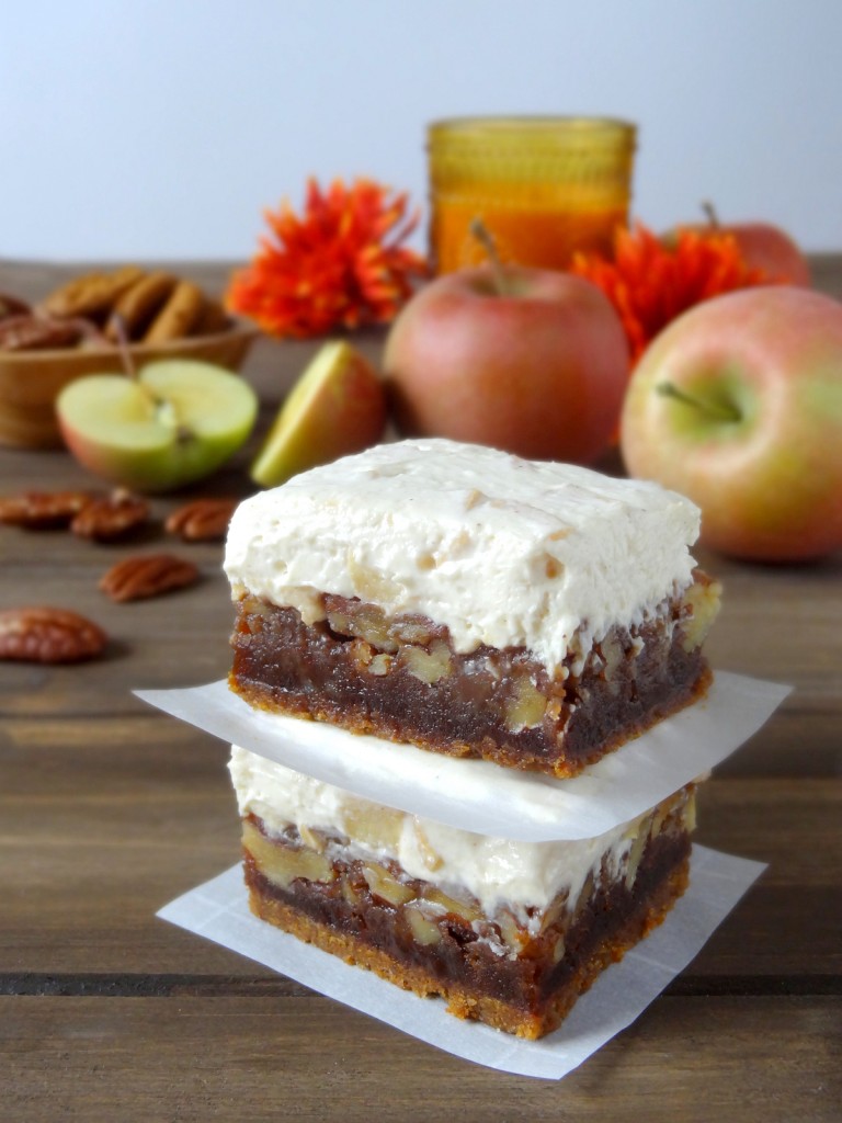 apple maple pecan cheesecake bars