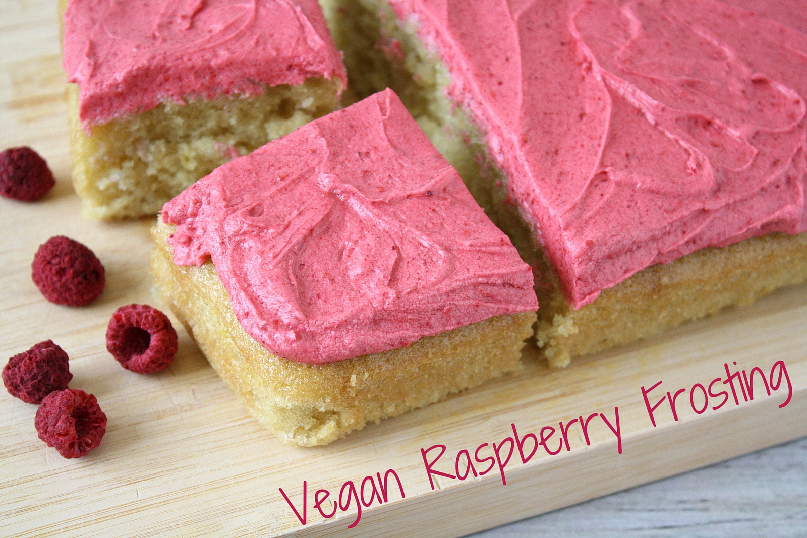 lemon snack cake with raspberry frosting