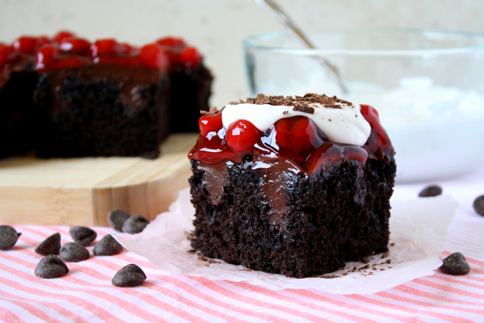 vegan Black Forest poke cake.