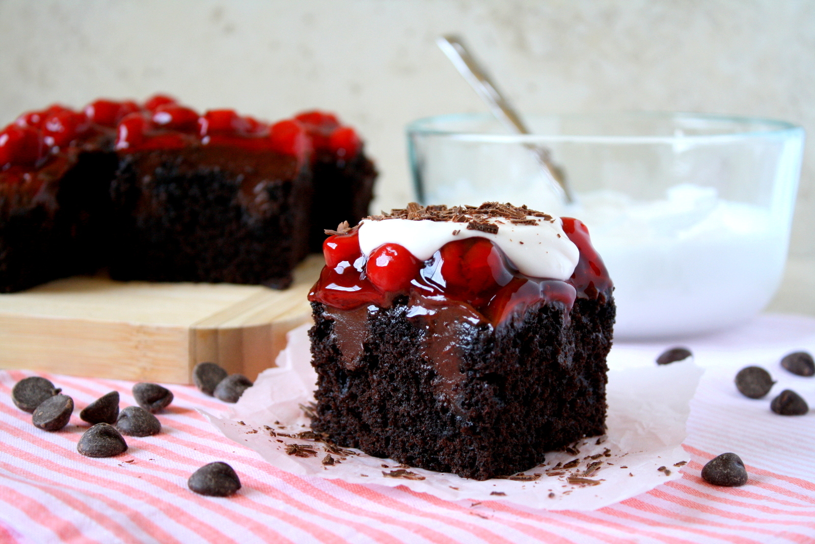 vegan Black Forest poke cake