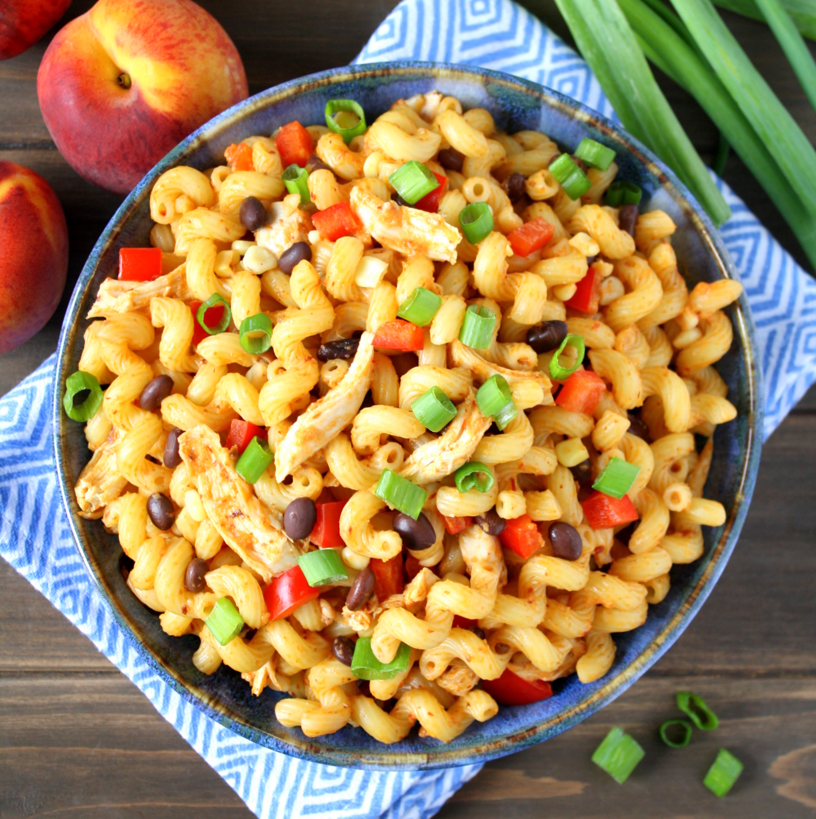 chipotle-peach chicken pasta