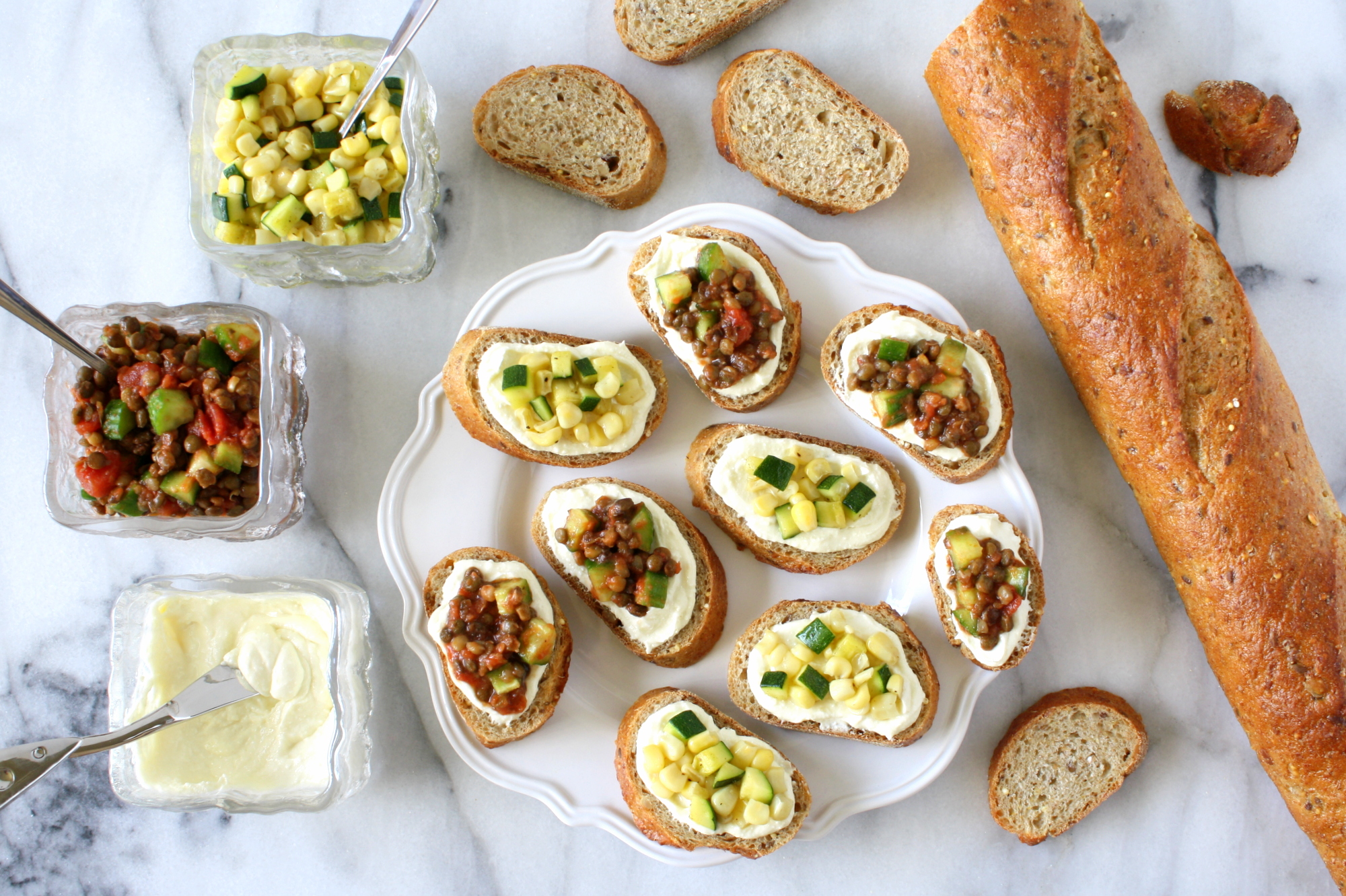 whipped feta crostini