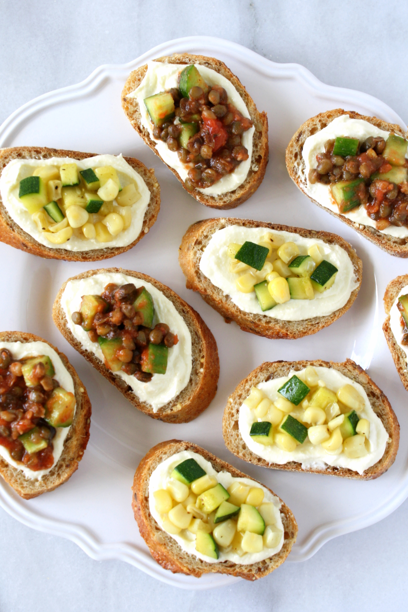 whipped feta crostini