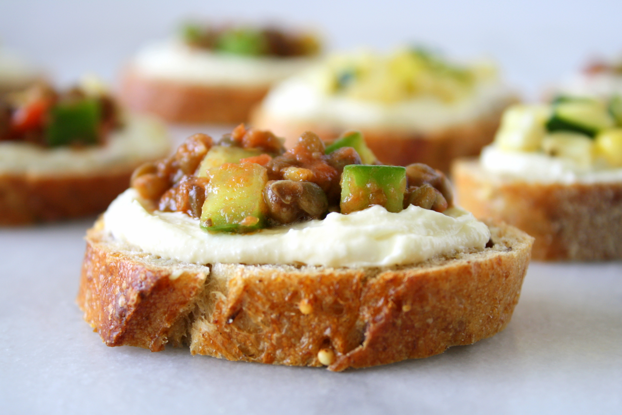 whipped feta crostini