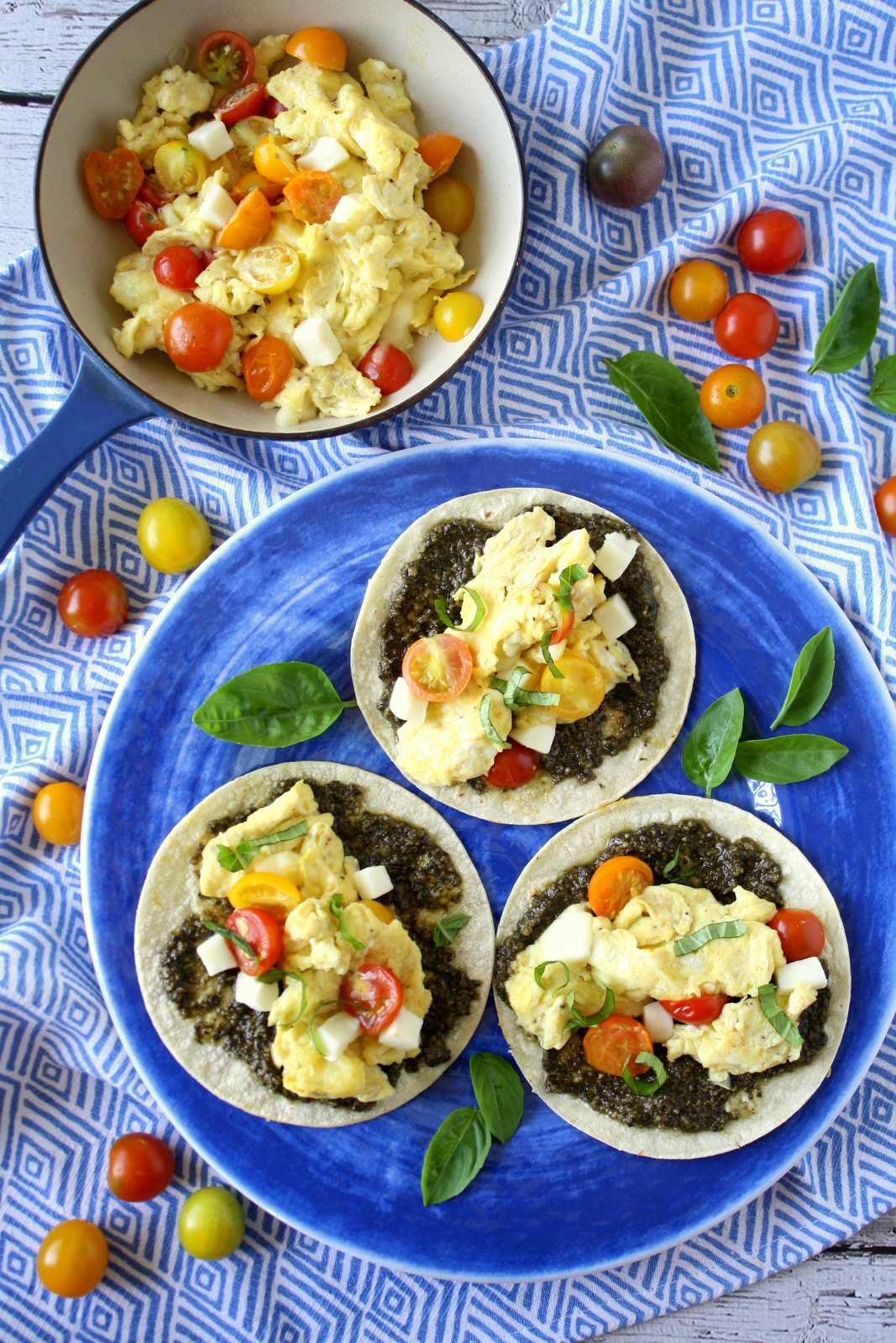 pesto caprese egg tacos