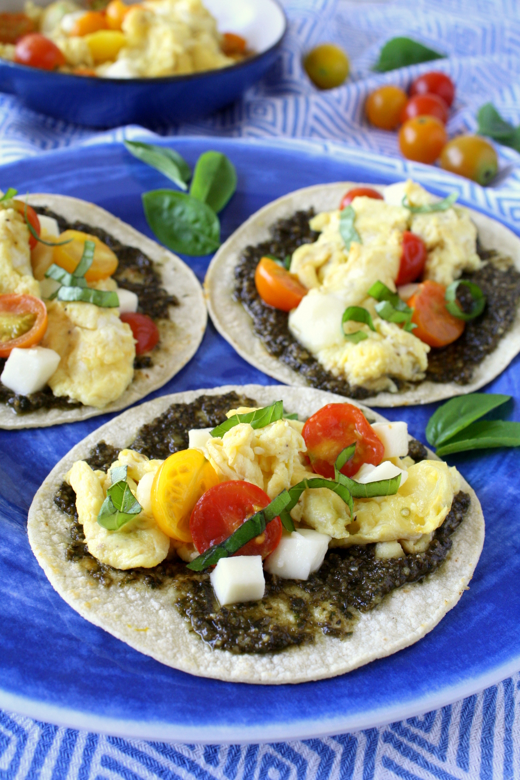 pesto caprese egg tacos