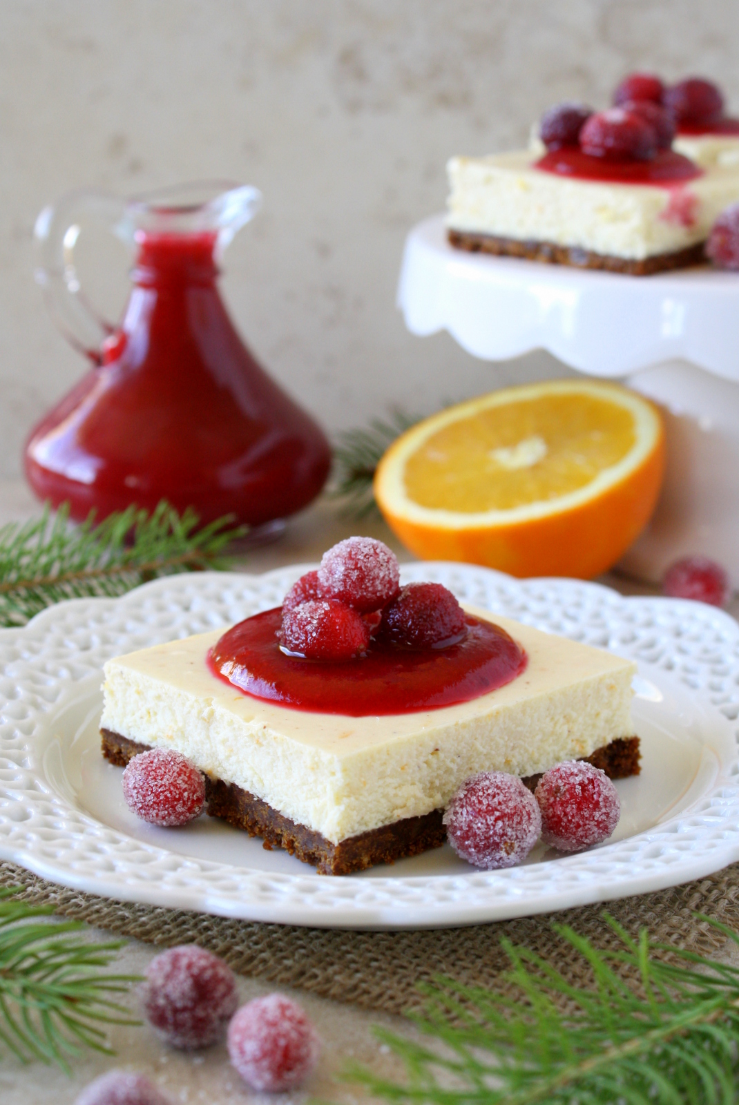 cranberry orange white chocolate cheesecake bars