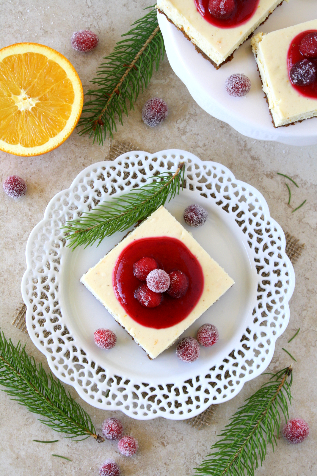 cranberry orange white chocolate cheesecake bars