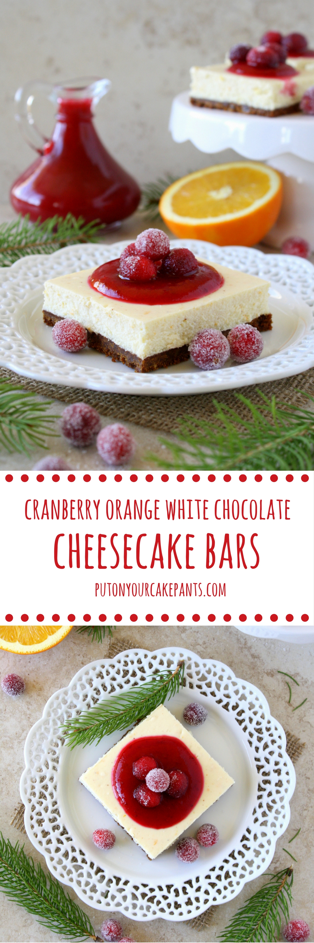 cranberry orange white chocolate cheesecake bars