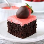 Chocolate Snack Cake with Strawberry Frosting