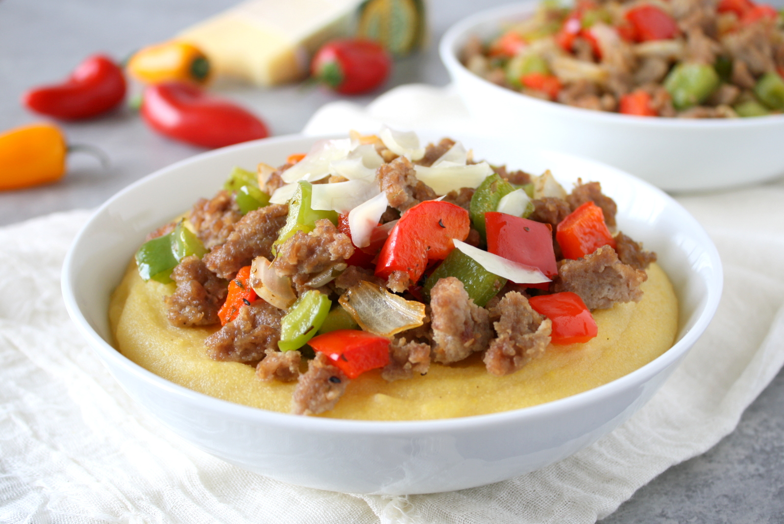 sausage and peppers with polenta