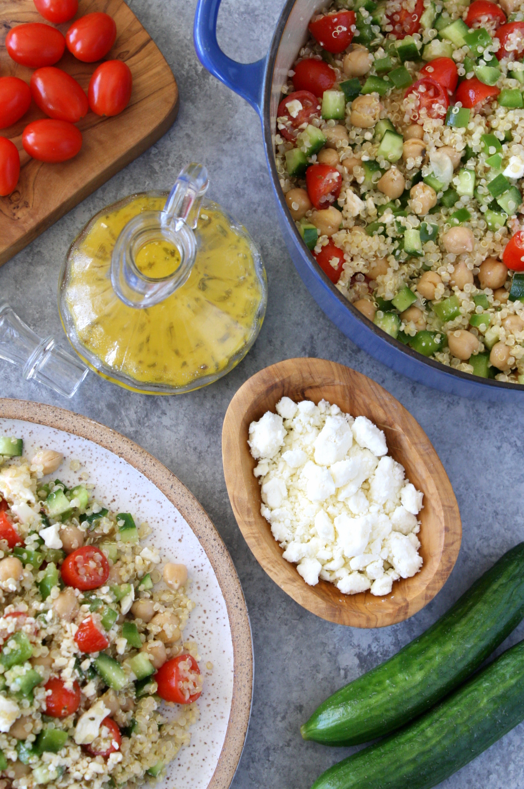 Greek quinoa salad with feta vinaigrette