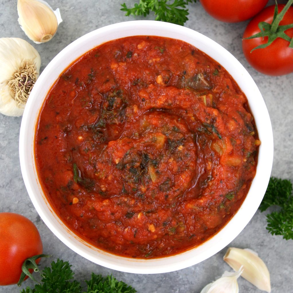 penne with quick green chile marinara sauce