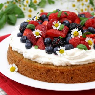 Lemon Basil Cake with Berries + Fifth Blogiversary!