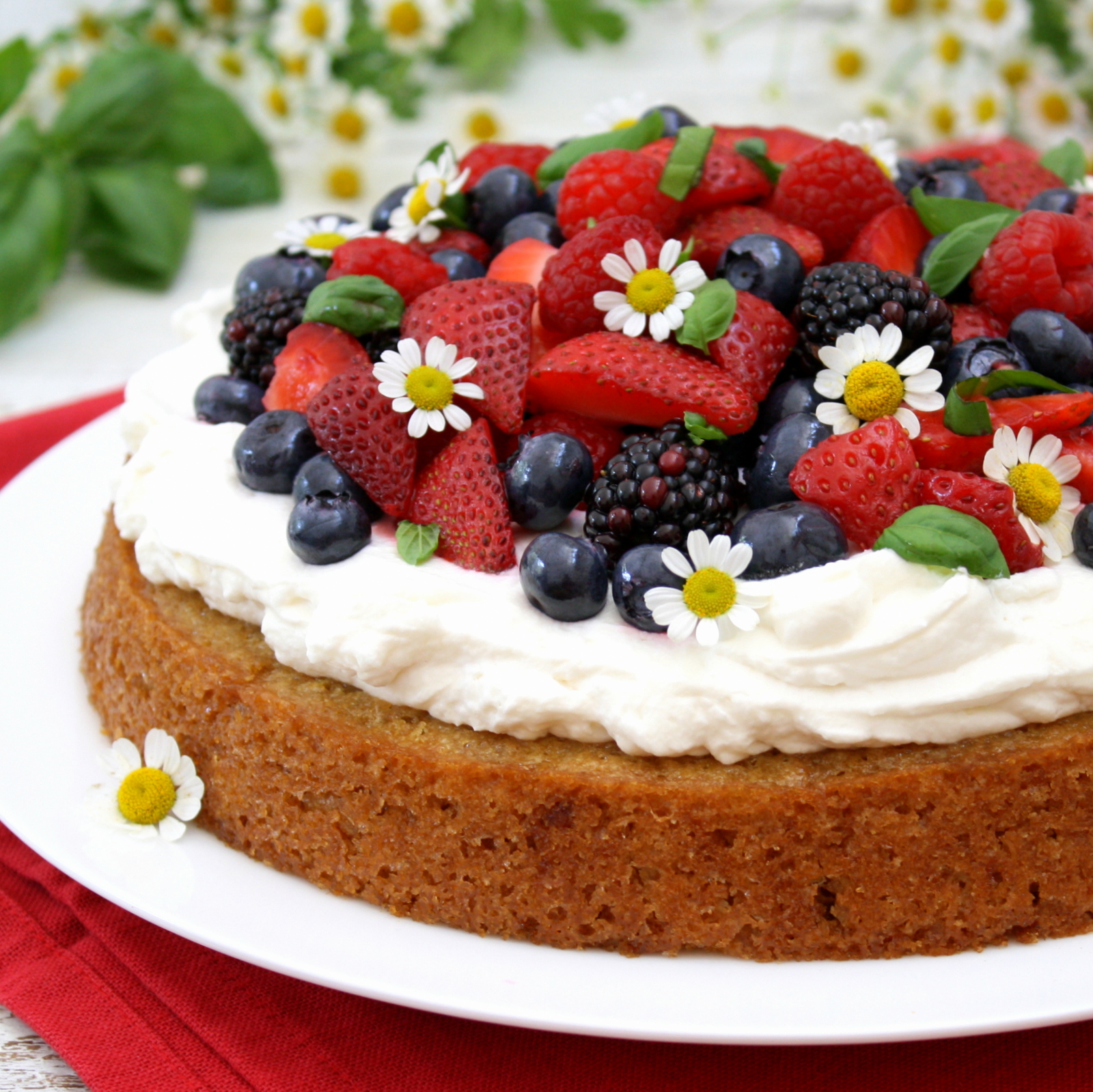 Lemon Basil Cake with Berries