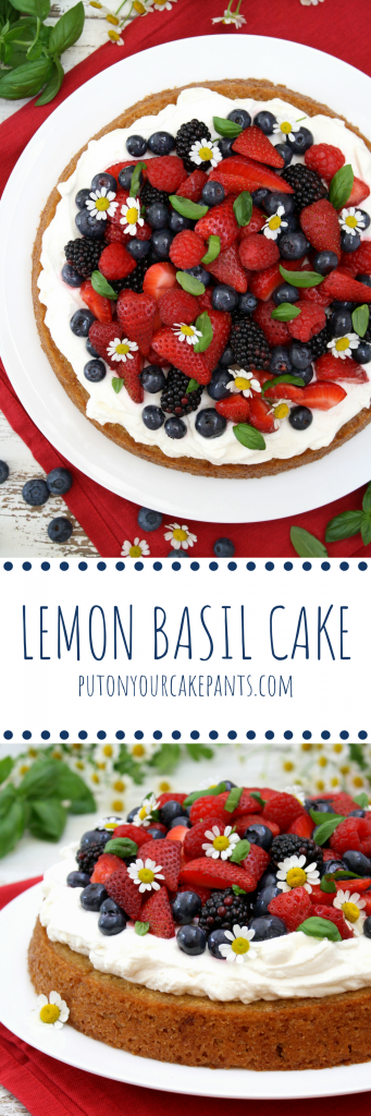 lemon basil cake with berries